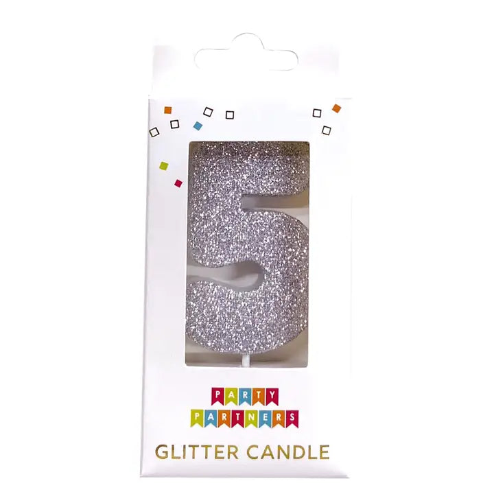 Silver Glitter Candle Set Display