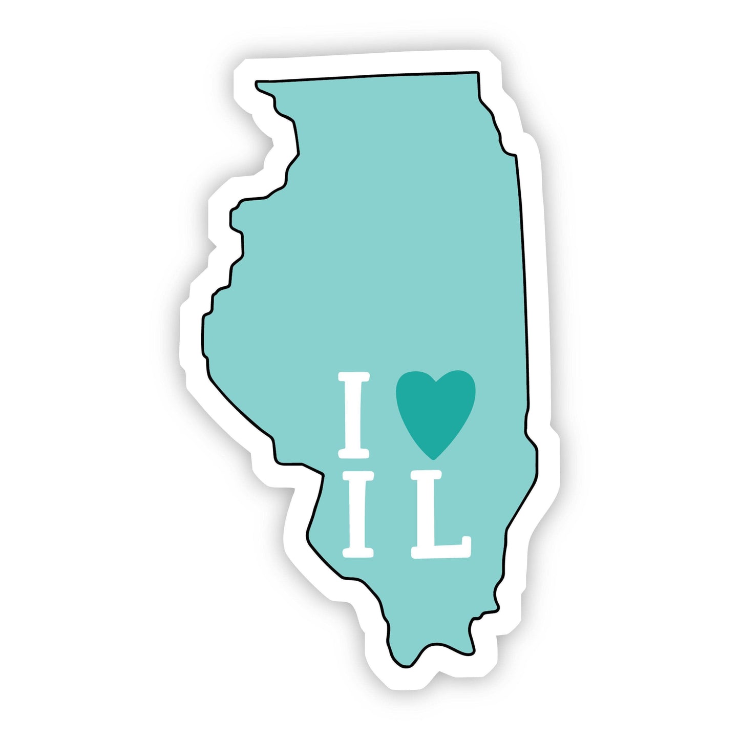 I Love Illinois Teal Sticker