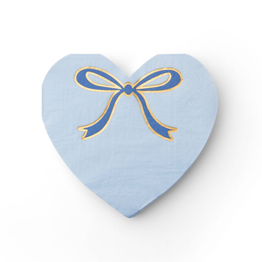 SKY BLUE SIGNATURE BOW HEART LARGE NAPKINS - 20 pk