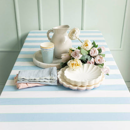 Pale Blue Striped Paper Tablecloth - 1 pk