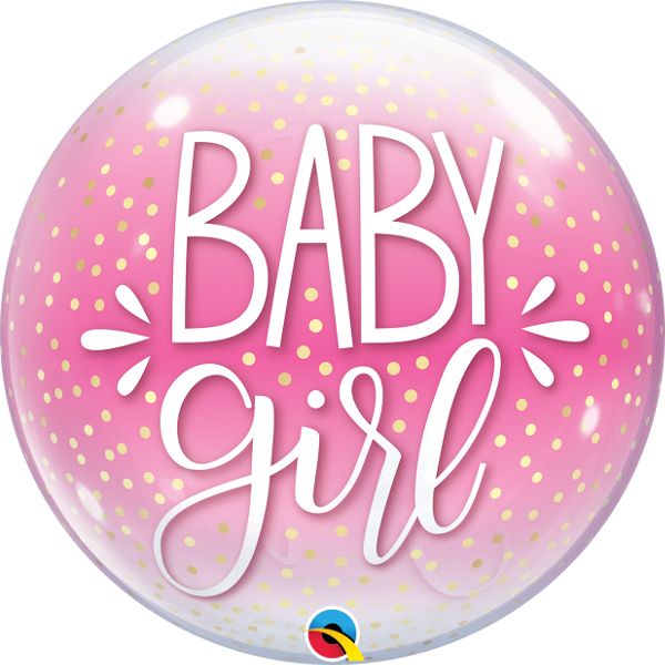 22" Baby Girl Pink and confetti Dots balloon