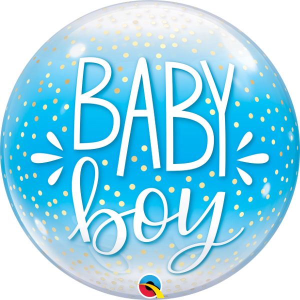 22" Baby Boy blue bubbles confetti dots balloon