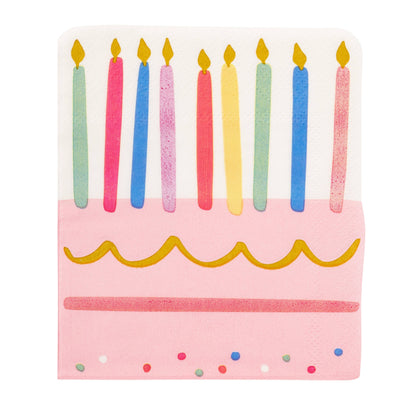 Foil Cake & Candles Cocktail Napkin - 18 pk