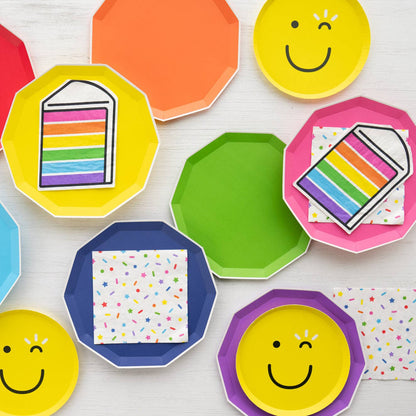 SPRINKLES & SMILES LARGE RAINBOW PLATES - 8 pk