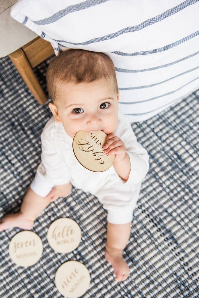 Wooden Monthly Photo Markers for Baby - Birch