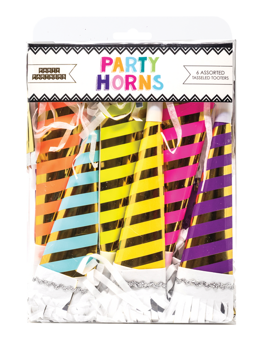 Striped Party Horns - 6 pk