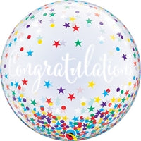 22" Congratulations Confetti Stars bubble foil balloon