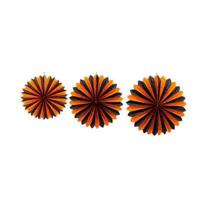 Orange and Black Large Tissue Fans - 3 pk