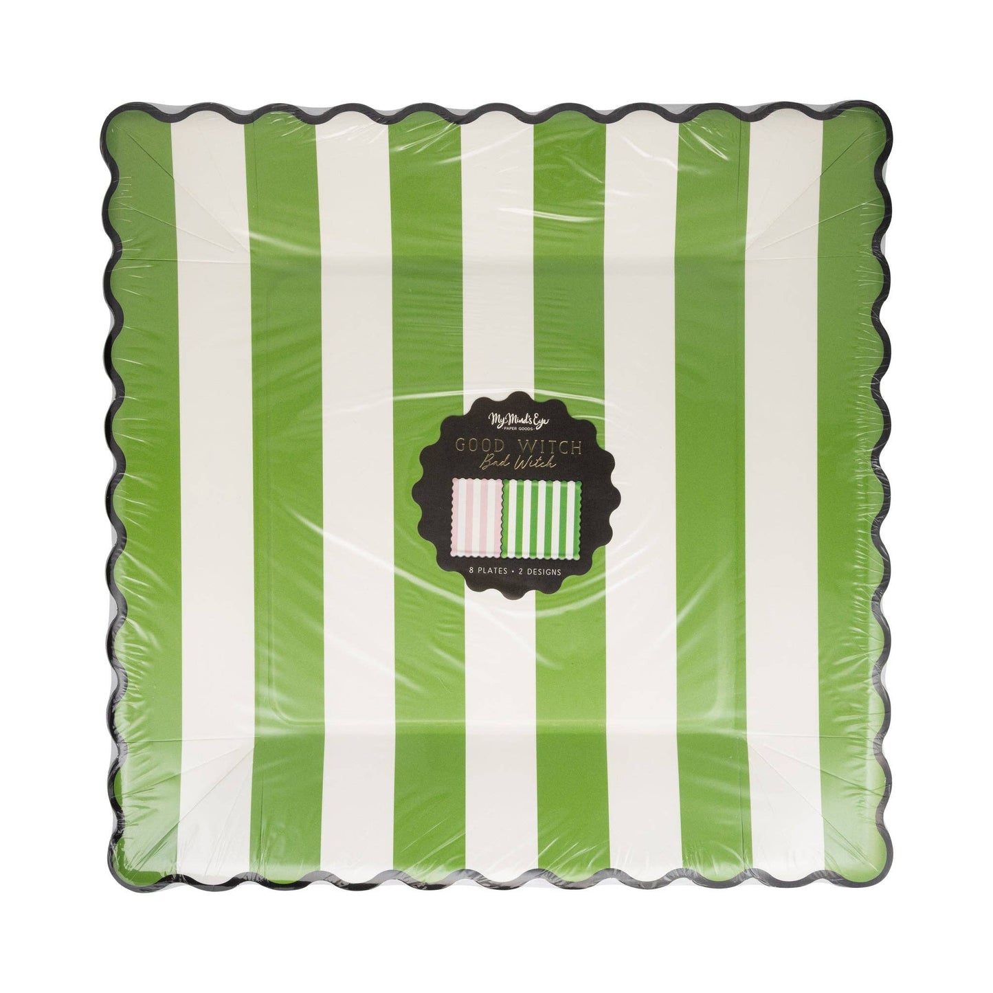 Green Stripe Pink Stripe 11" Plate Set - 8 pk