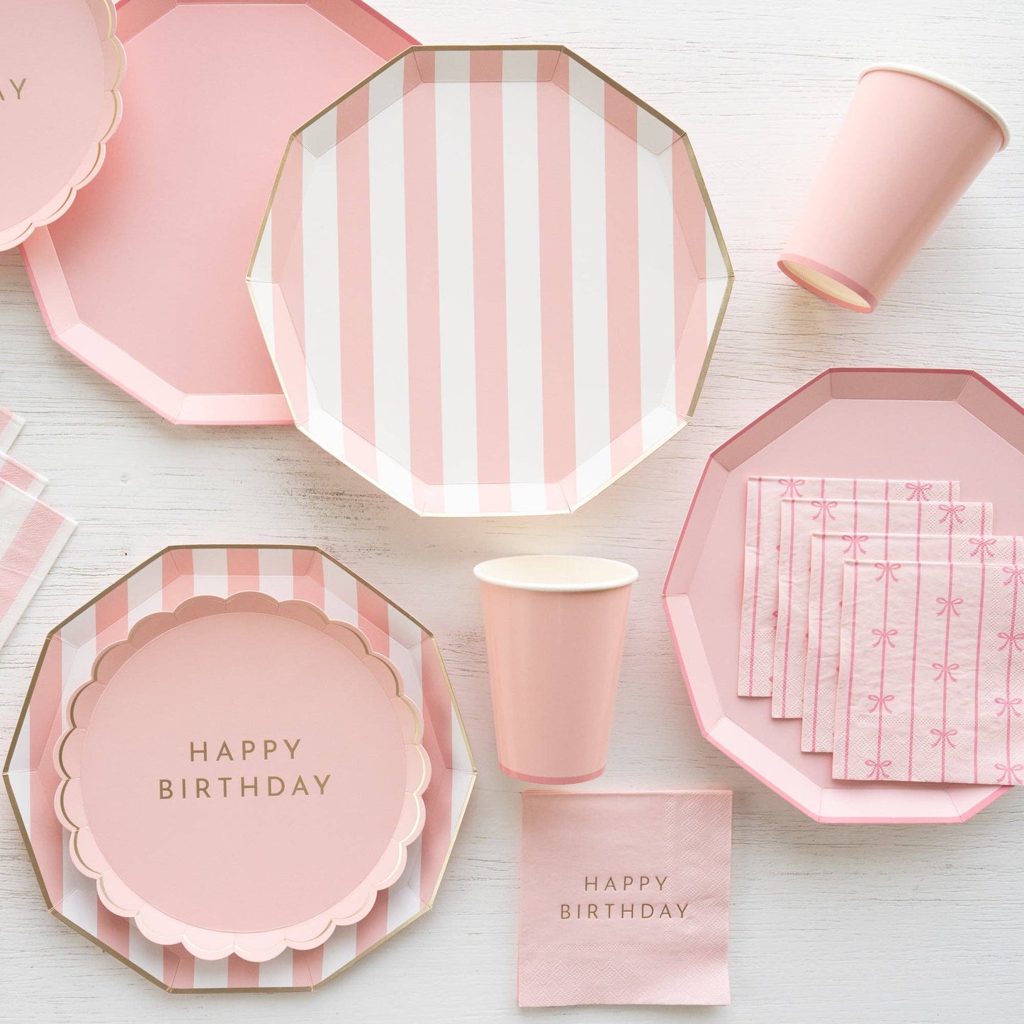 PETAL PINK SIGNATURE HAPPY BIRTHDAY SMALL PLATE - 8 pk