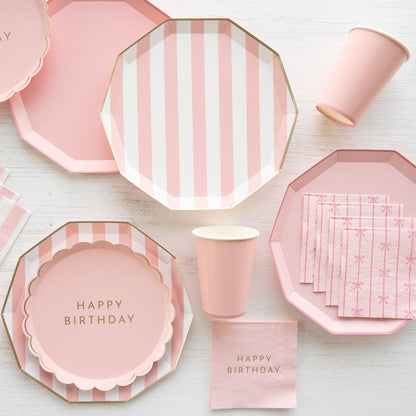 PETAL PINK SIGNATURE HAPPY BIRTHDAY SMALL PLATE - 8 pk
