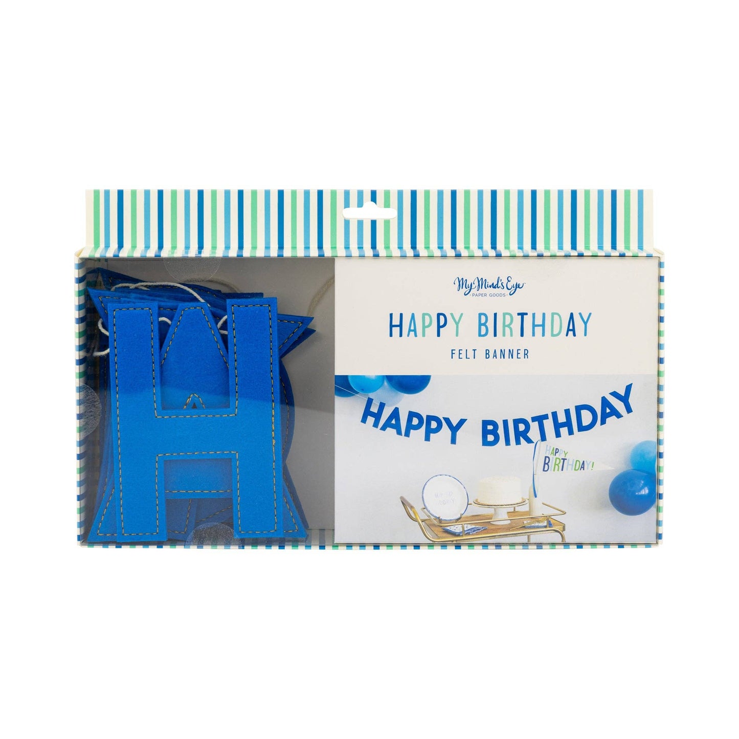 Blue Happy Birthday Puffy Felt Banner