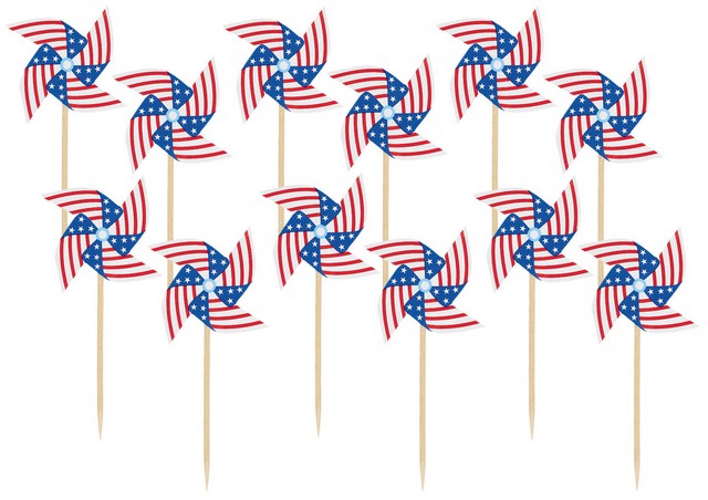 3" Patriotic pinwheel picks - 20 pk