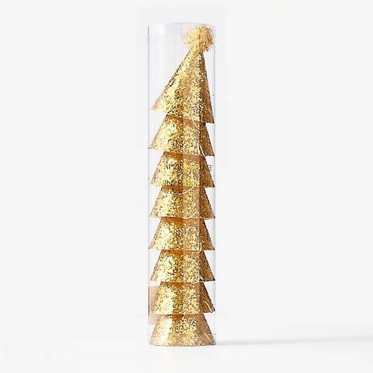 Gold Glitter Mini Party Hats- 8pk