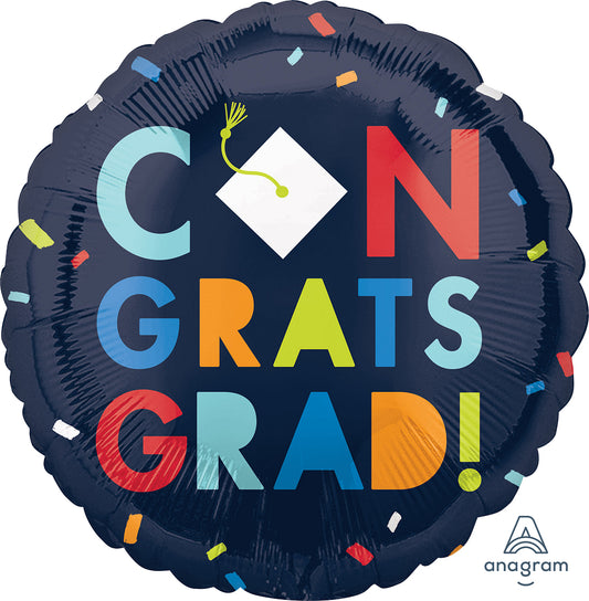 18" Congrats Grad Navy foil balloon