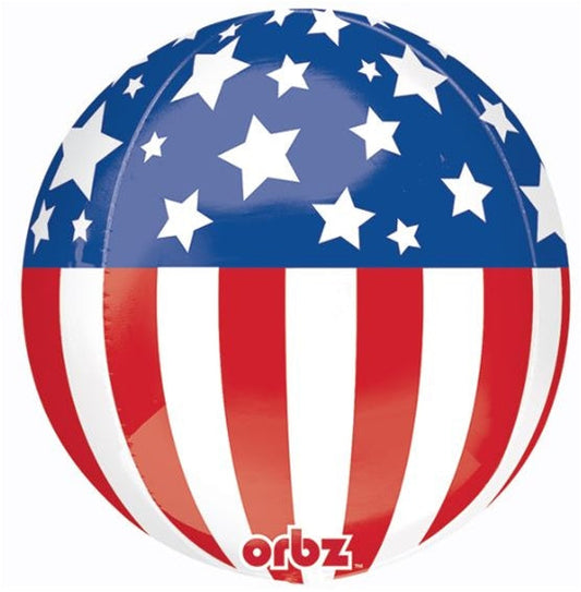 16" Patriotic Orbz dimensional round foil balloon with helium