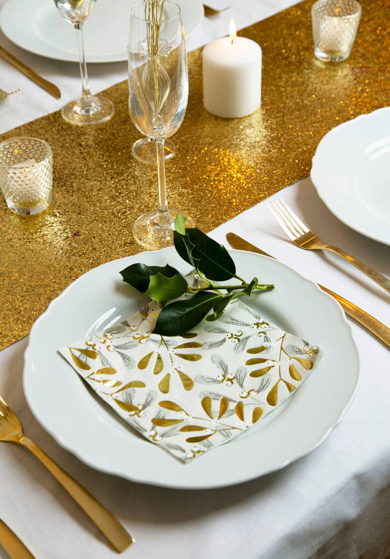 Gold Glitter Table Runner Décor - 6ft