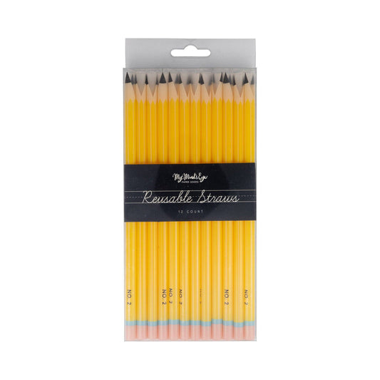 Pencil Reusable Straws - 12 pk