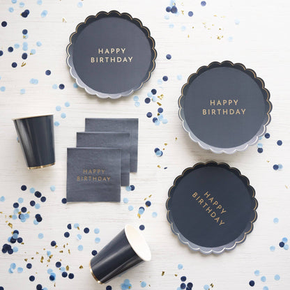 MIDNIGHT BLUE SIGNATURE HAPPY BIRTHDAY SMALL PLATES - 8 pk