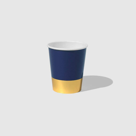 Navy Blue and Gold Dipped Paper Party Cups - 10 pk.