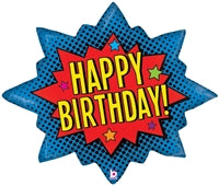 32" Superhero birthday burst foil balloon