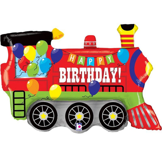 36" Happy birthday red train Balloon with helium