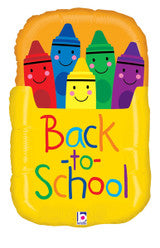 25" Back to School Crayon Box flat foil balloon