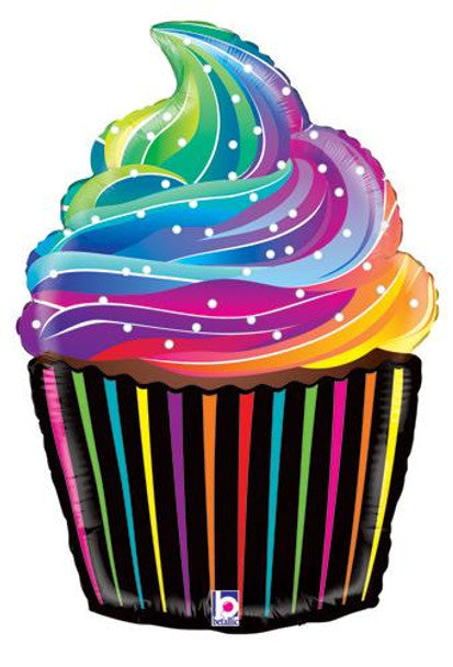 27" Cupcake Rainbow foil balloon