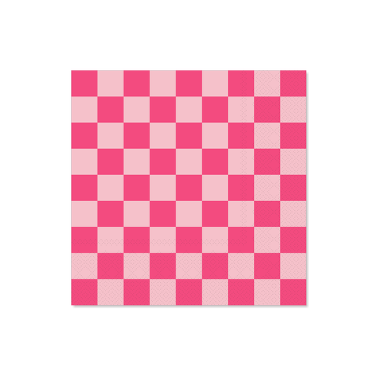 PINK SIGNATURE CHECKER LARGE NAPKINS - 20 pk