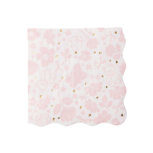EMMA BEAR PINK LARGE NAPKINS - 20 pk