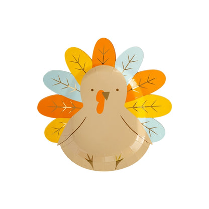 Harvest Turkey Shaped Disposable Plate - 8 pk