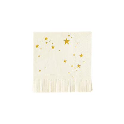 Baby Neutral Star Fringed Cocktail Napkin - 18 pk