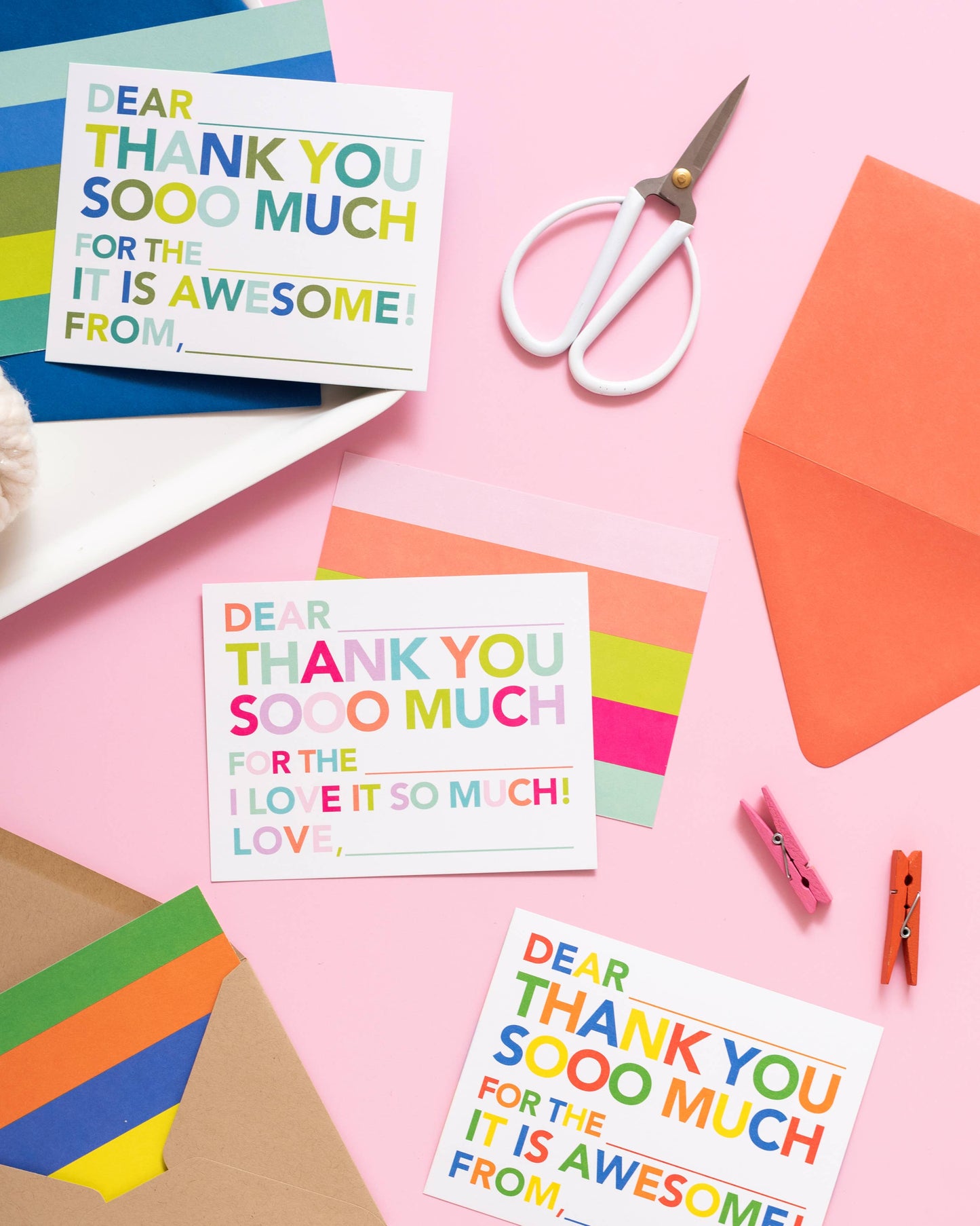 Kid's Fill In Thank You Notes - Pink