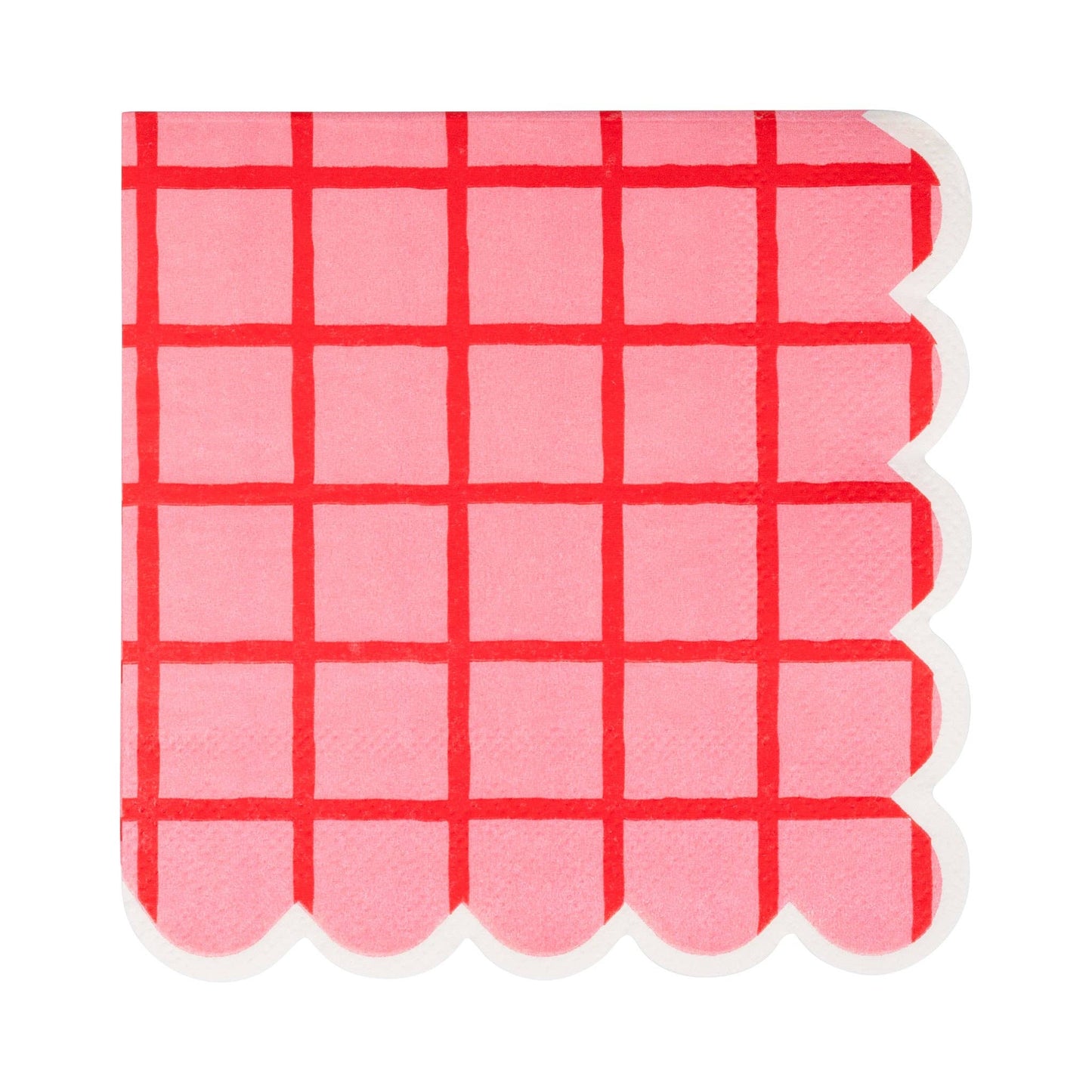 Red and Pink Grid Cocktail Napkin - 24 pk