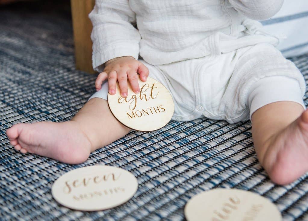 Wooden Monthly Photo Markers for Baby - Birch