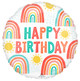 18" Happy Birthday Retro Rainbow foil balloon