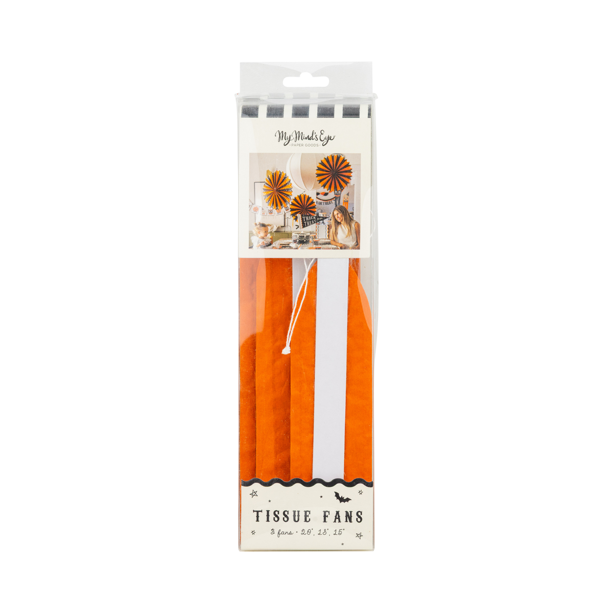 Orange and Black Large Tissue Fans - 3 pk