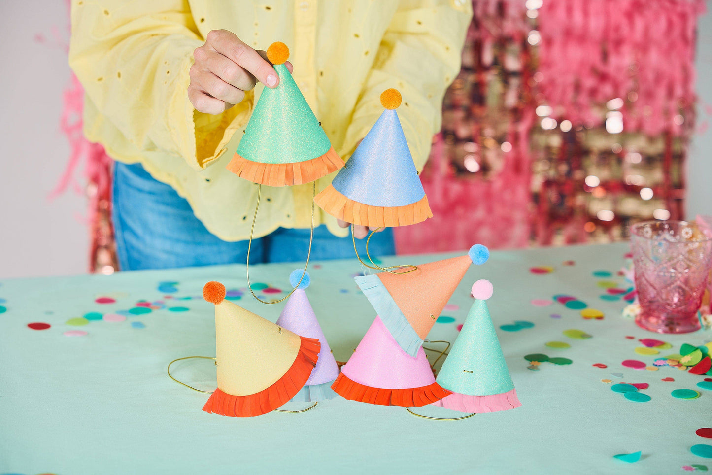 Top Off The Fun Mini Glitter Party Hats Set - 8 pk