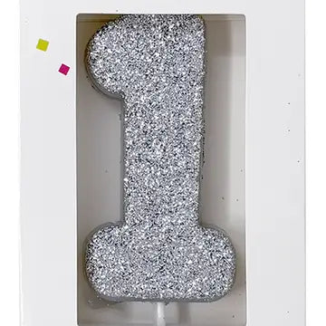 Silver Glitter Candle Set Display