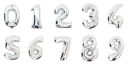 16" Silver foil numbers