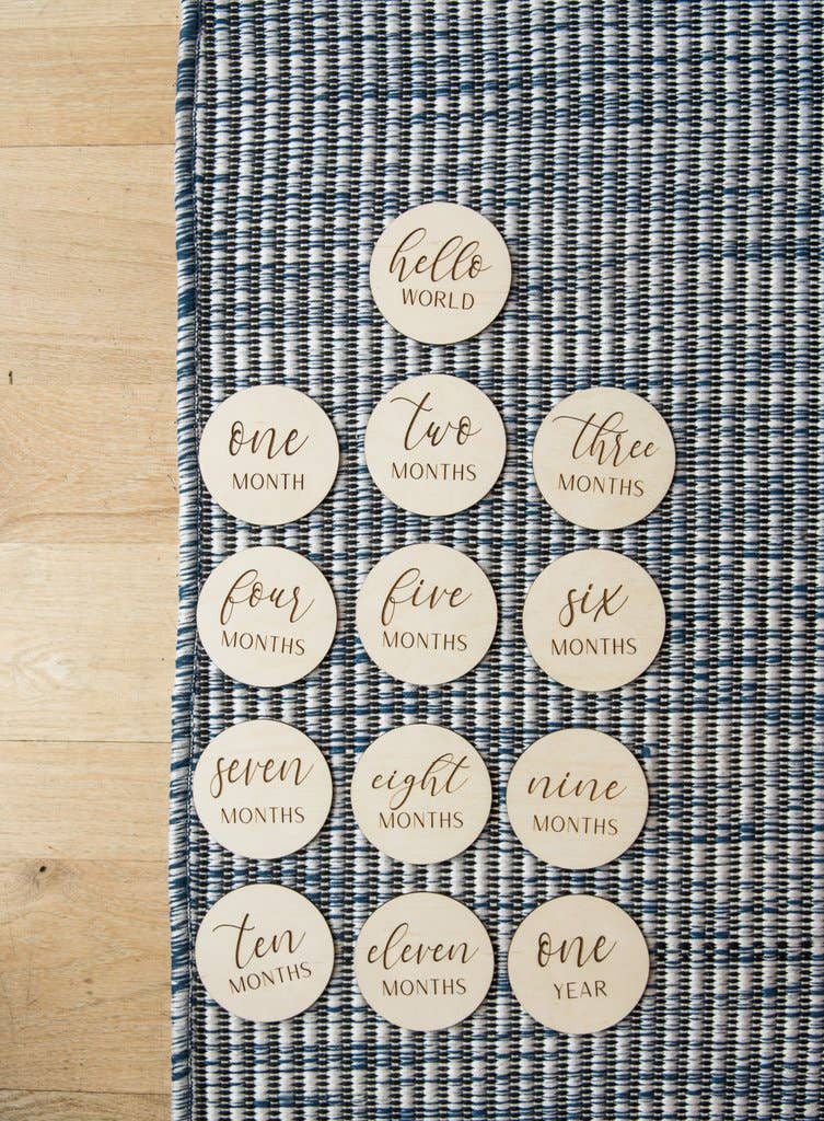 Wooden Monthly Photo Markers for Baby - Birch