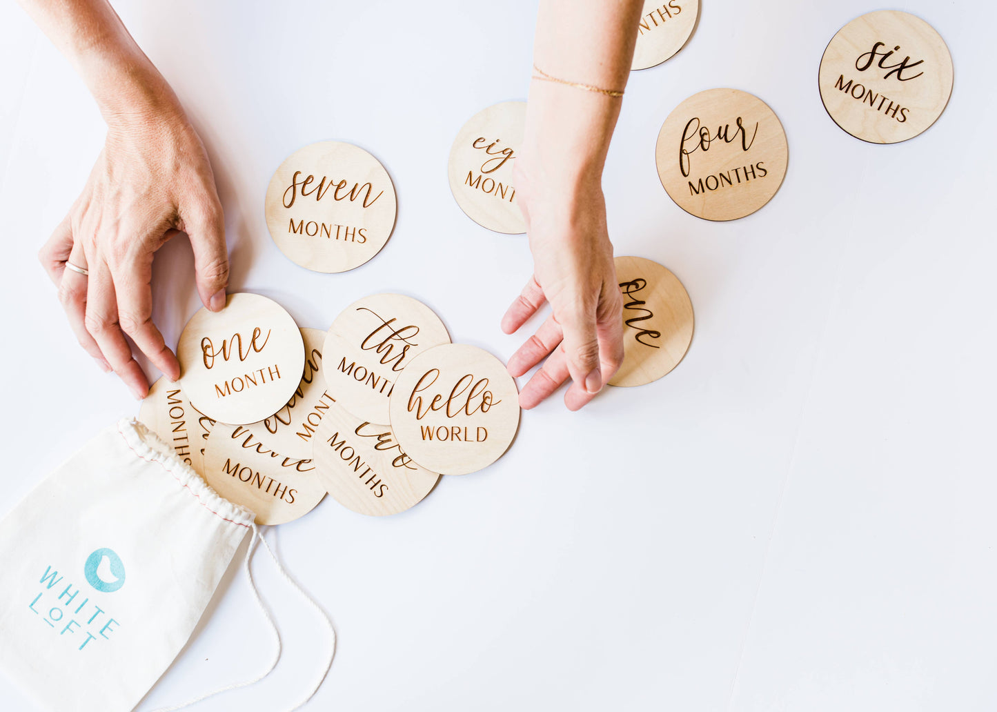 Wooden Monthly Photo Markers for Baby - Birch