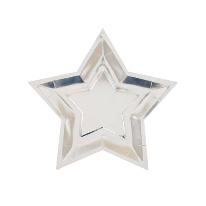 Silver Foil Star Shaped Plate - 8 pk