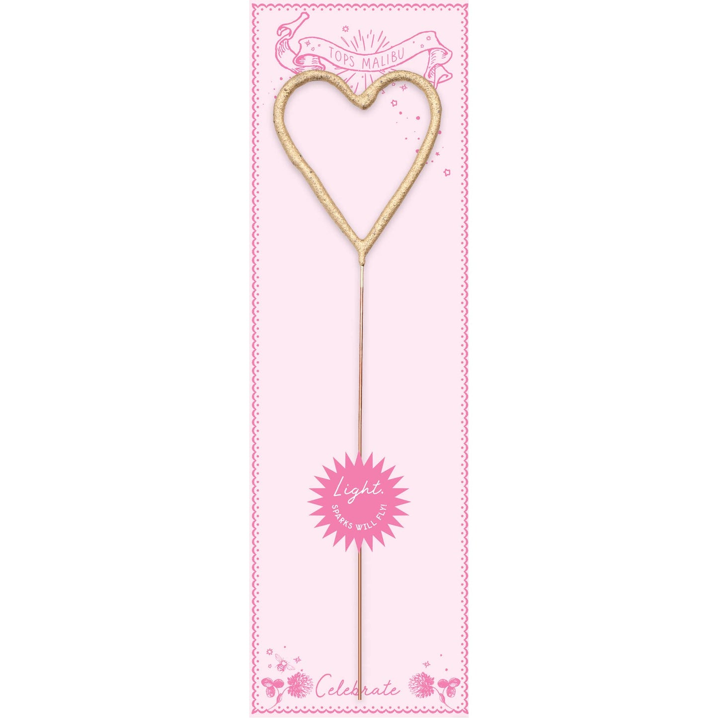 Big 8" Gold Heart Sparkler Wand Card - Bon Bon