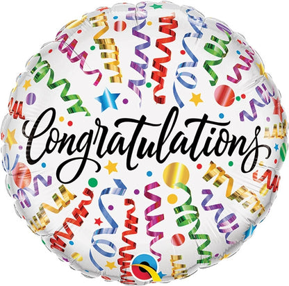 18" Congratulations Streamers round foil balloon