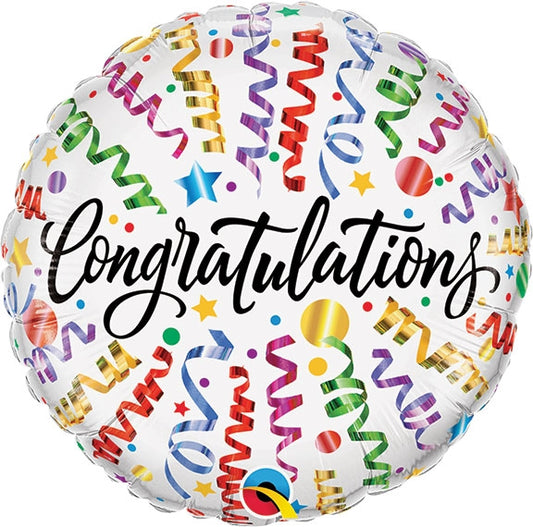 18" Congratulations Streamers round foil balloon