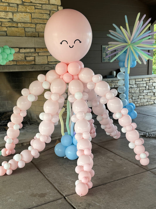 6 ft Octopus air balloon with base