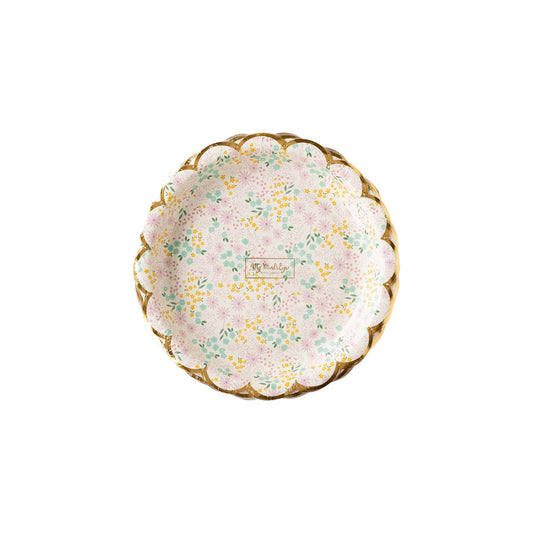 Ditsy Floral Round Scallop paper plate - 8 pk