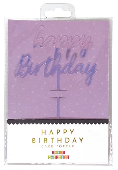 Iridescent Happy Birthday Cake Topper