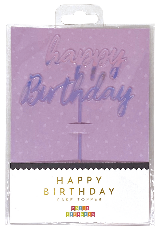 Iridescent Happy Birthday Cake Topper